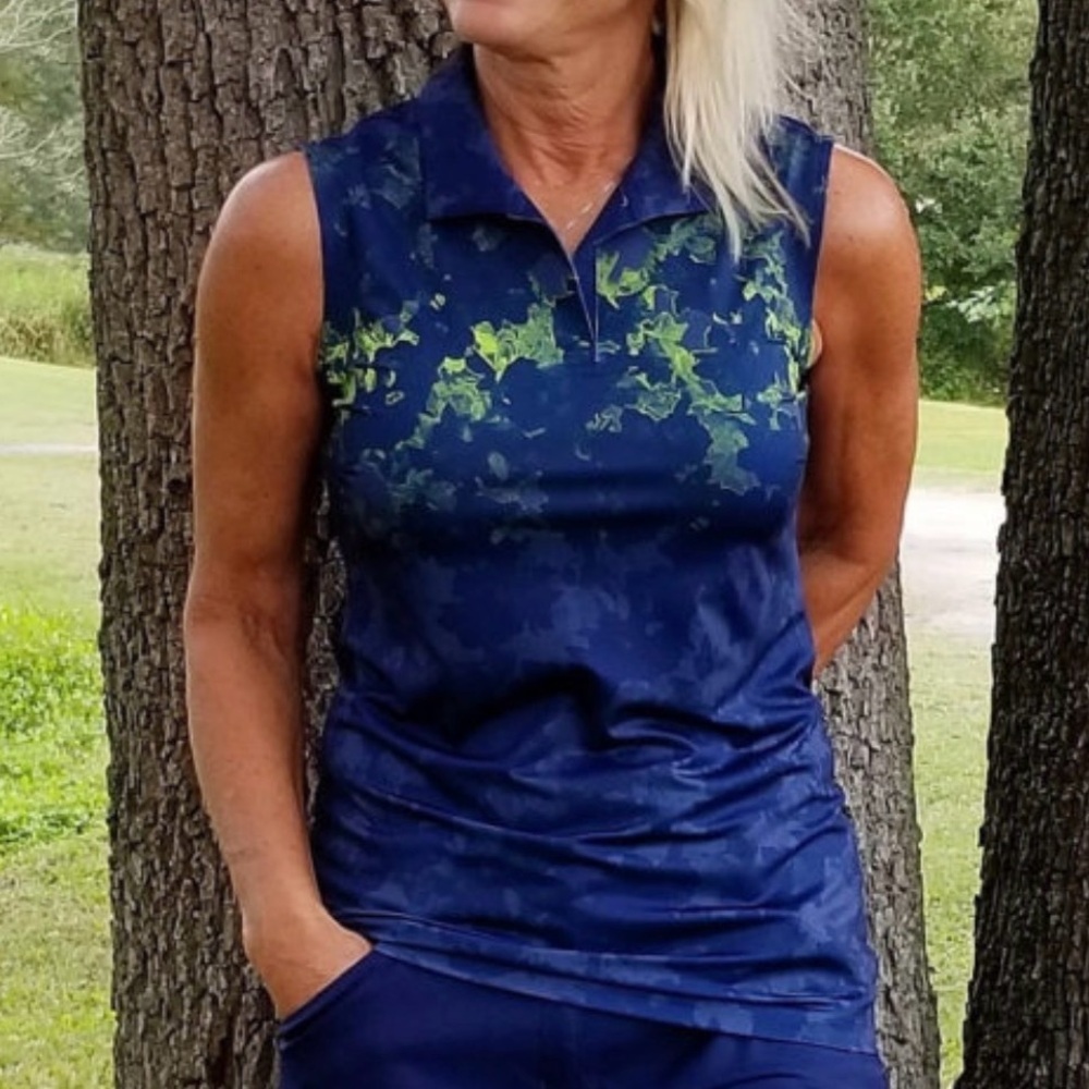 Puma Golf Sleeveless Women's Navy and Lime Tank Top Shirt Sz-XS.‎  EE9